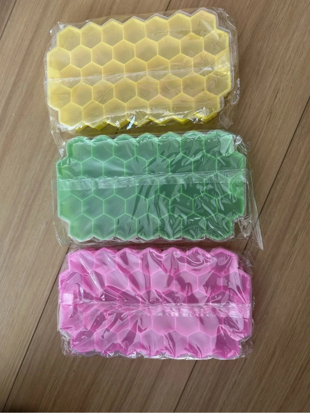 Hex Honeycomb Silicone Mold Trio - Yellow, Green, Pink